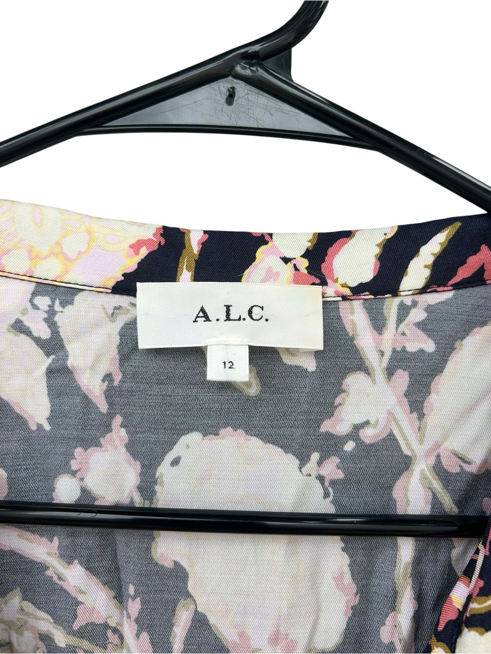 A.L.C. Emery Maritime Navy and Blush Floral High-Low Wrap Dress - Size 12 - Maxi - Picture 5 of 12